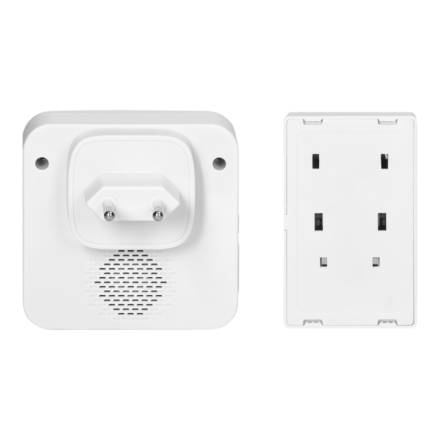 ONDO AC wireless mains-powered doorbell with battery-free button, learning system, 36 sounds, 200m, white